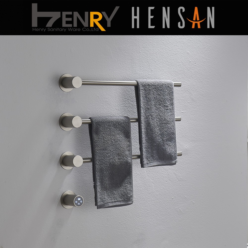 F-2313 埋壁式智能電熱毛巾桿-不鏽鋼拉絲銀【HENSAN】