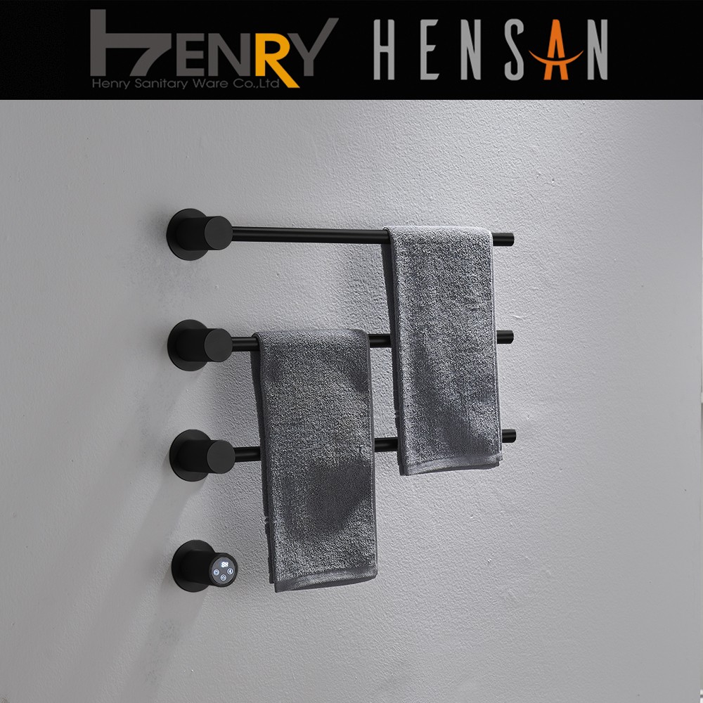 F-2313-PB 埋壁式智能電熱毛巾桿-亞光黑【HENSAN】